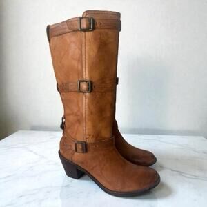 Frye Carmen 3 Strap Saddle Mid Calf Leather Boots 8.5